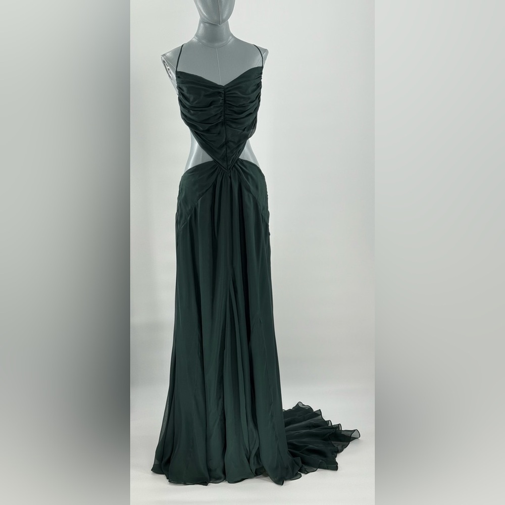 🆕 CULT GAIA 🧿 NWOT Aphea Silk Cut Out Backless Dress, Forest Green - Sz US 12